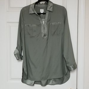 Chico's Olive Zippered Tunic Size 2 (12/14)